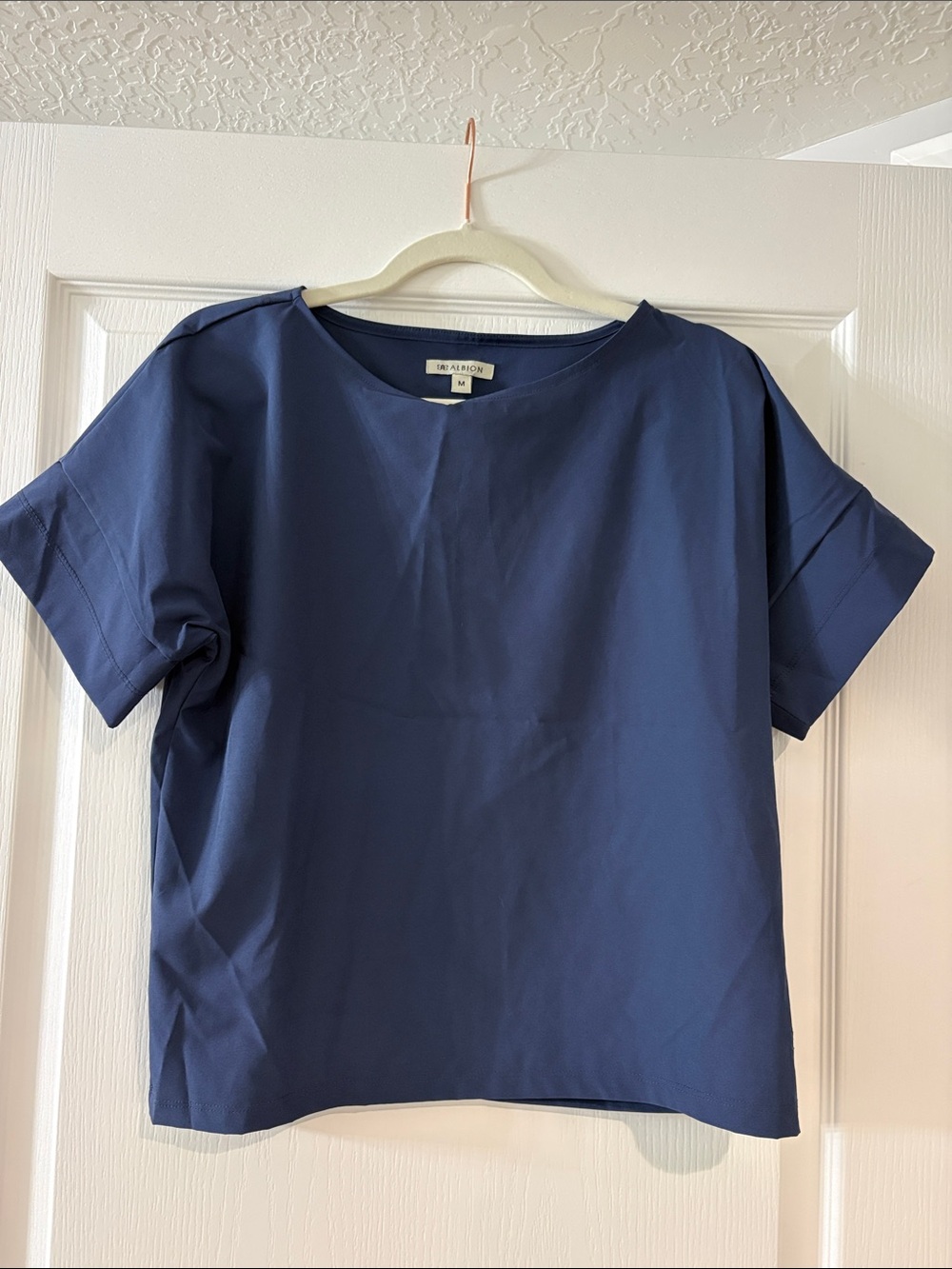 Albion Navy Boxy Short Sleeve Top